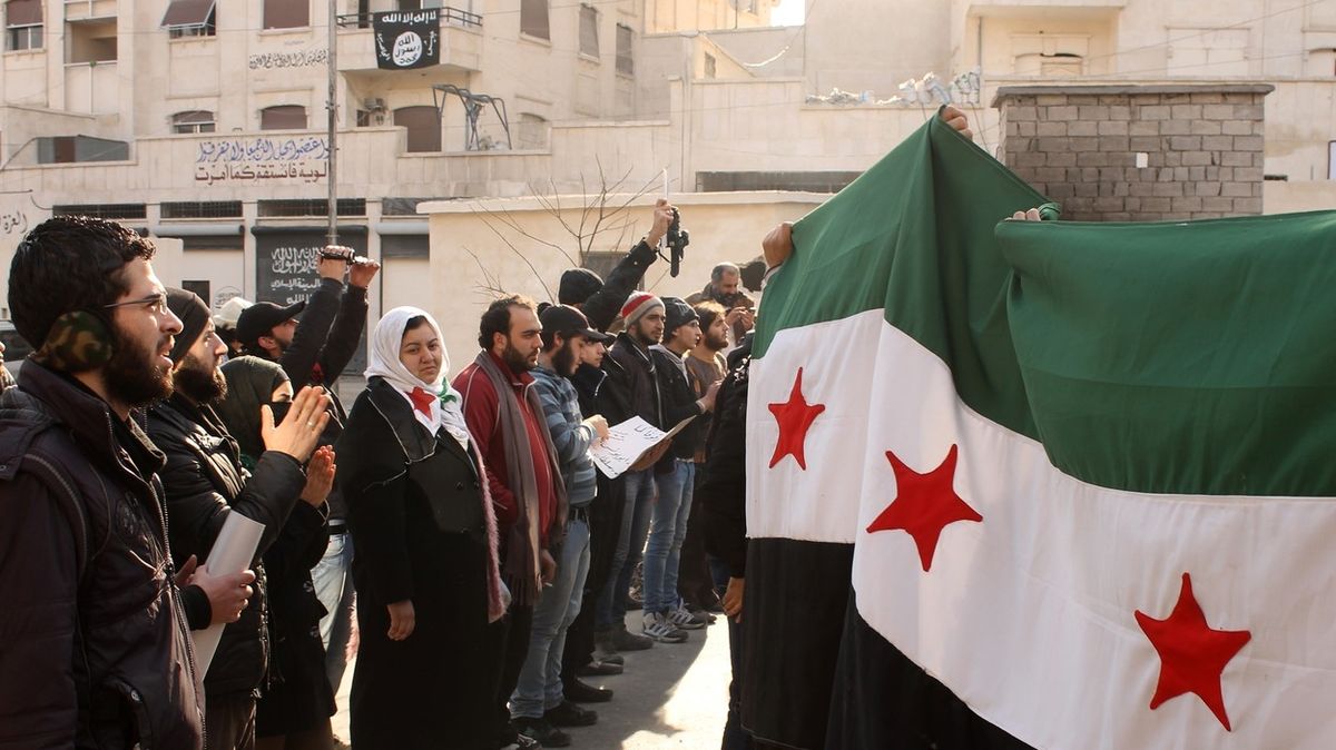 Protivládní demonstrace proti syrskému prezidentu Asadovi, leden 2014