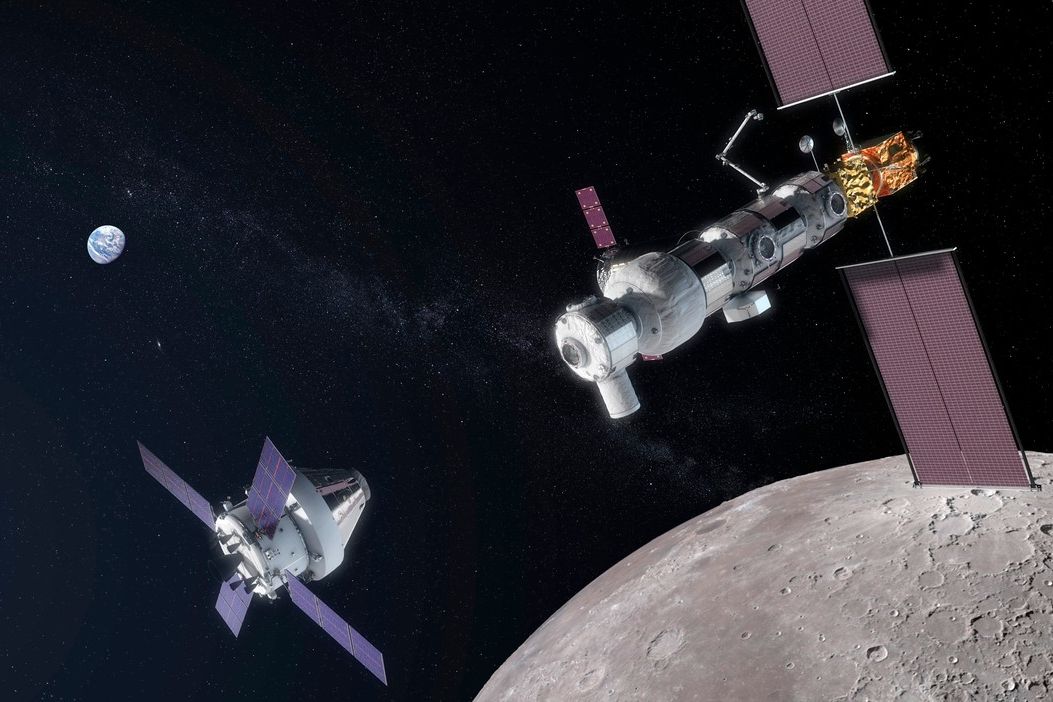 Ilustrace plánované měsíční orbitální stanice Gateway