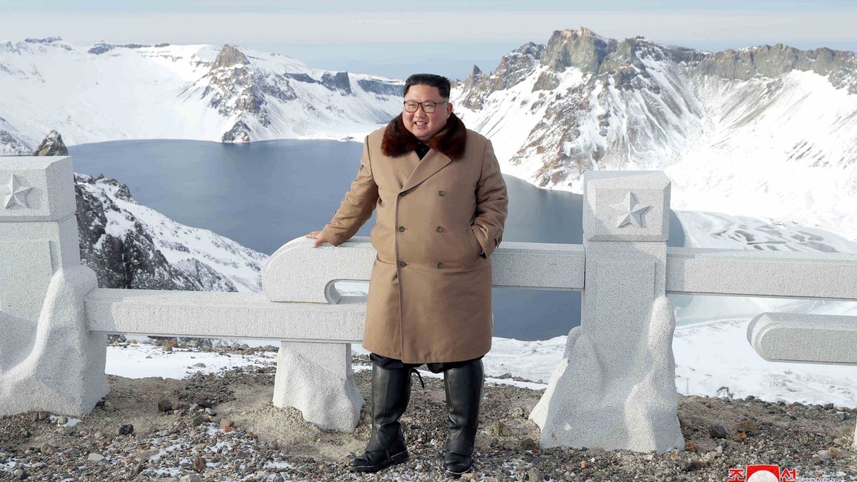 Severokorejský vůdce Kim Čong-un na hoře Pektu