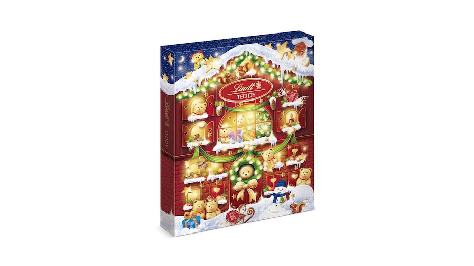 Lindt Teddy Adventní kalendář - připraví každý den překvapení v podobě čokoládových sladkostí. Čokoládoví medvídci, Lindor kuličky, mini čokoládky... spousta sladkých radostí, 229 Kč