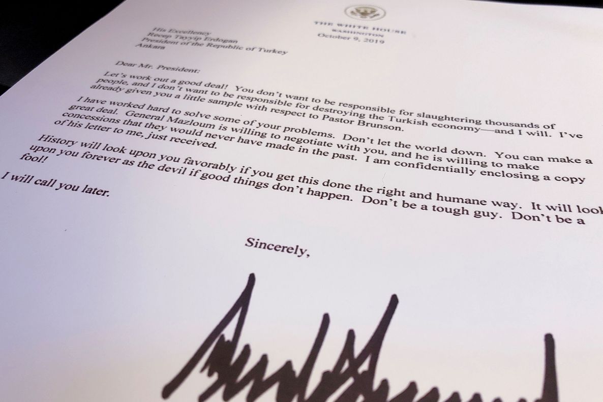Dopis Donalda Trumpa tureckému prezidentovi 