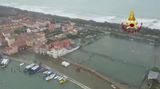 Letecké záběry vodní pohromy v Benátkách