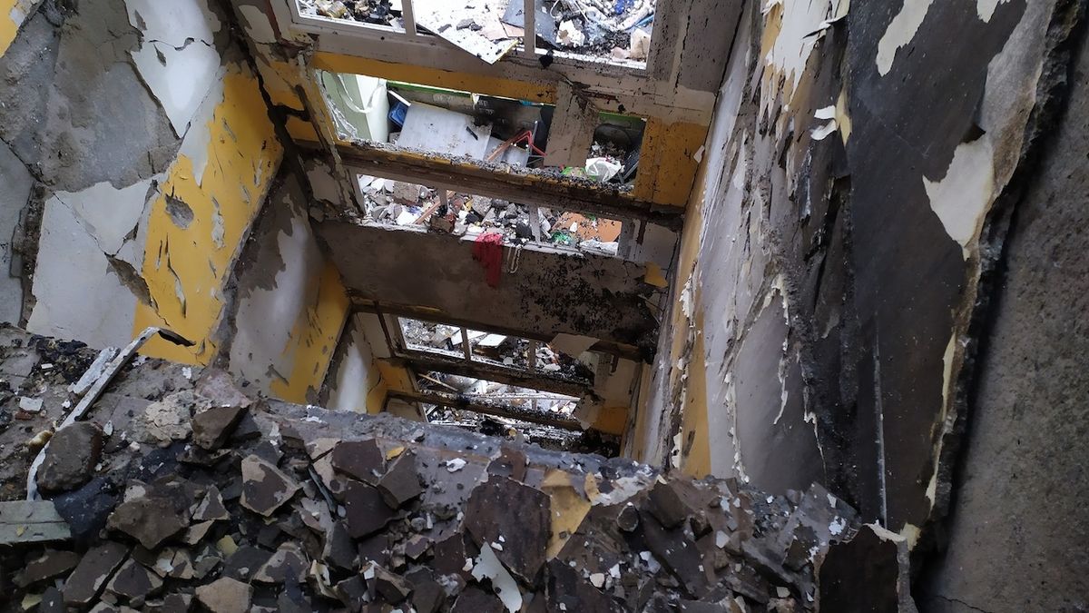 Fotografie trosek zničeného domu po výbuchu v Prešově