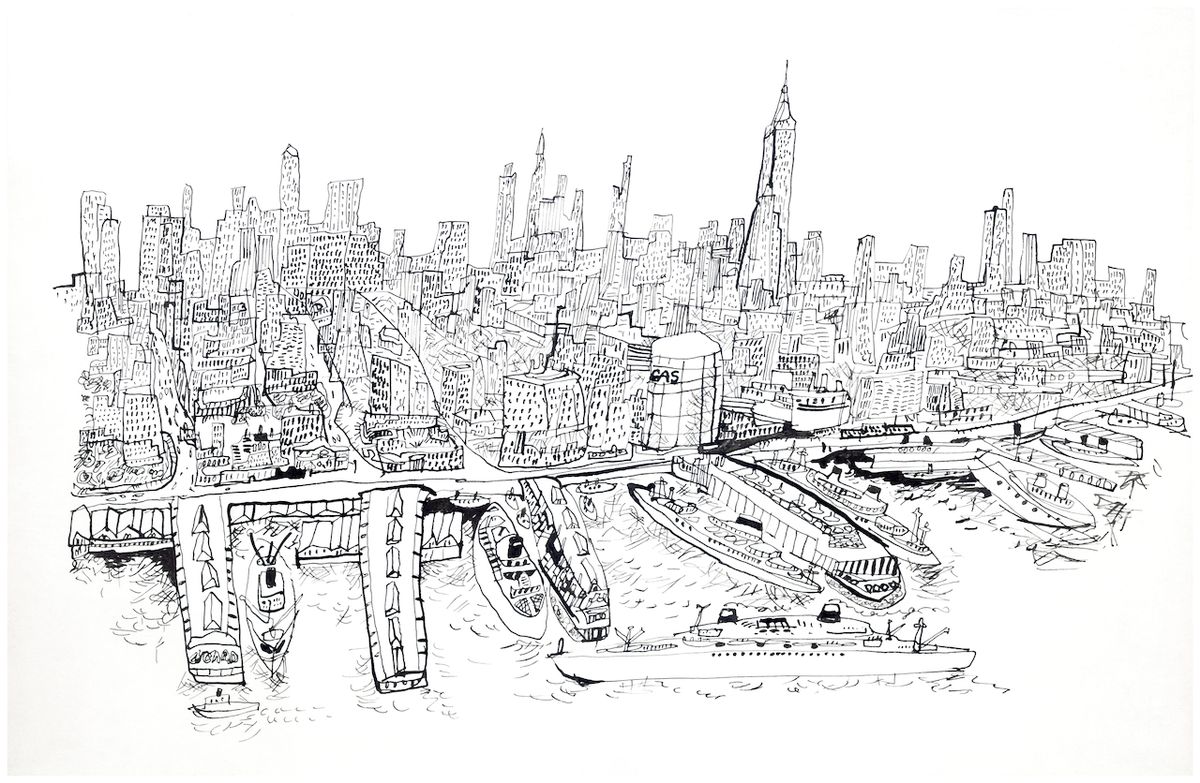 Šlitrovo dílo zobrazující New York.