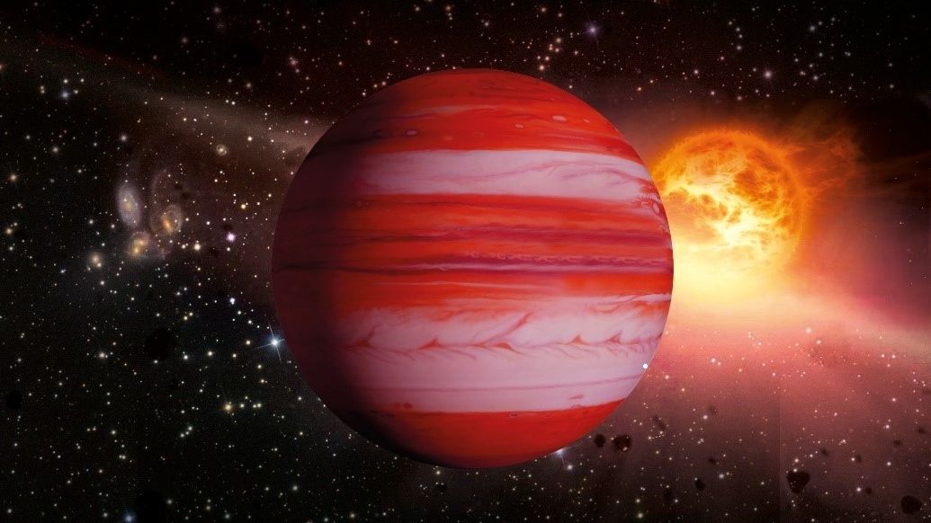 Rudá planeta jupiterového typu s hvězdou, pro které se našla česká jména.