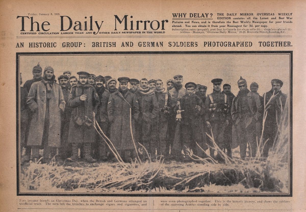 Historické setkání britských a německých vojáků na Vánoce 1914 nemohla ujít pozornosti dobového tisku.