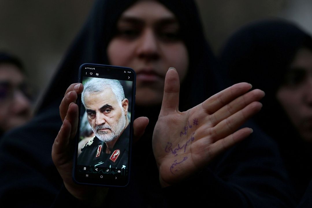 Protest proti zabití íránského generála Kásima Sulejmáního