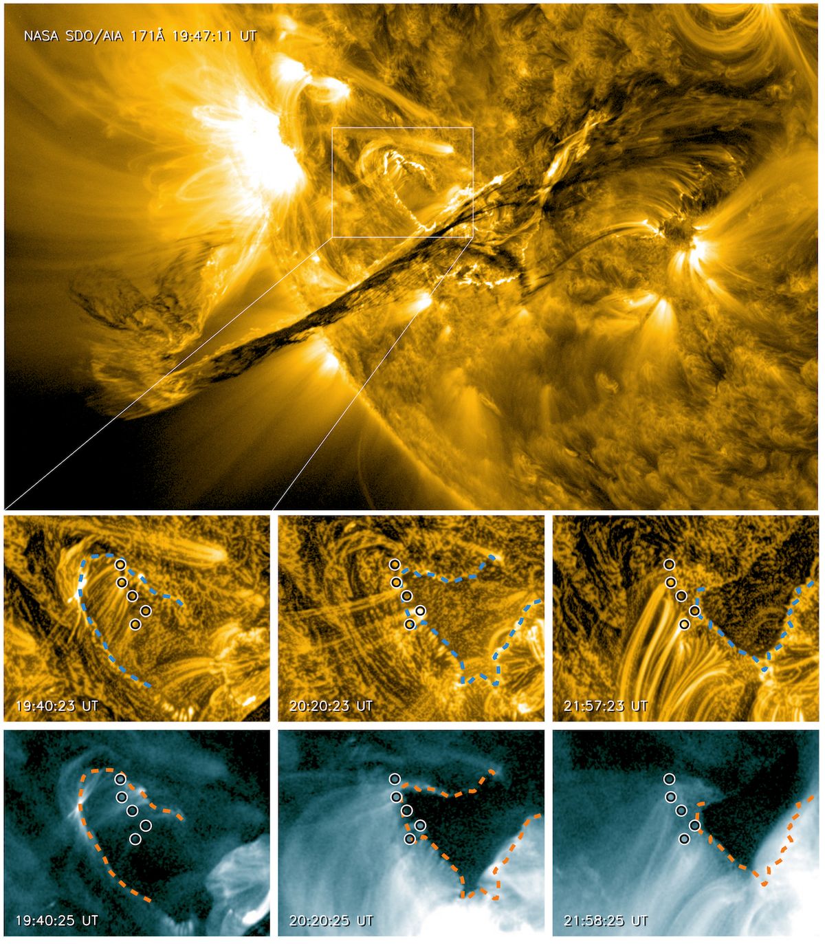 Erupce filamentu z 31. srpna 2012, pozorována v extrémně ultrafialové oblasti pomocí družice Solar Dynamics Observatory (NASA)