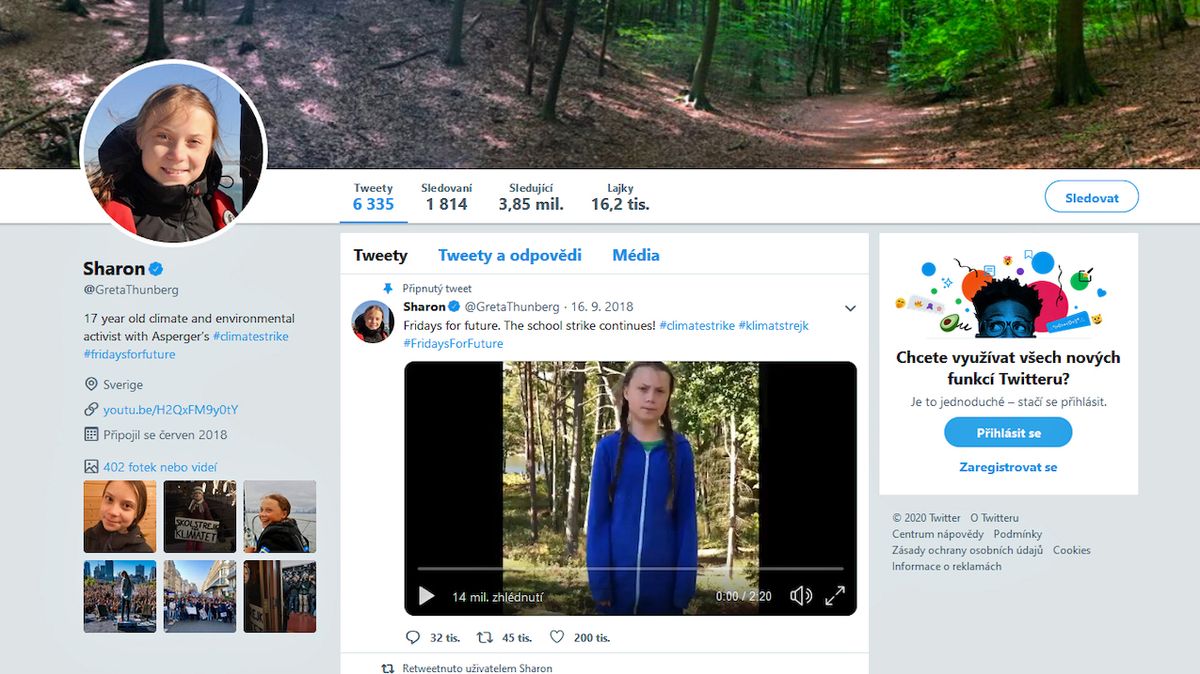 Svůj twitterový účet si Greta Thunbergová přejmenovala