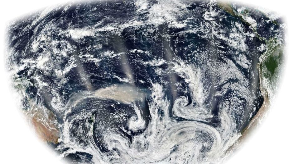 Kouř nad jižní polokoulí na satelitních záběrech
