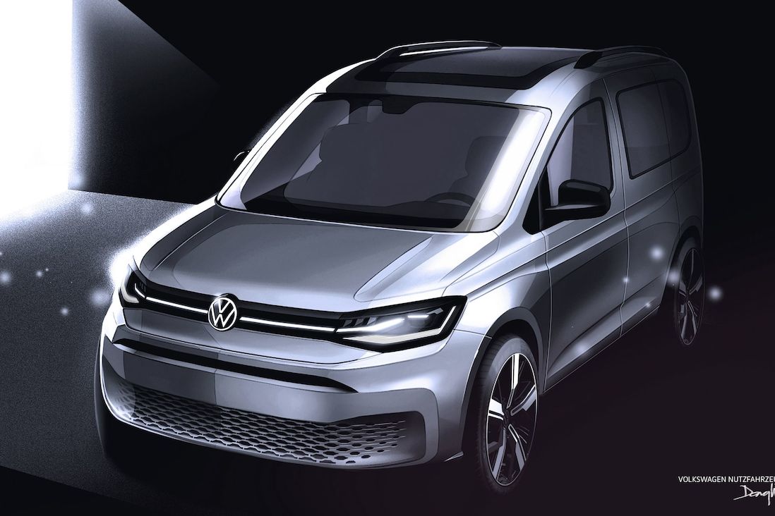 Volkswagen Caddy nové generace na designérském náčrtu.