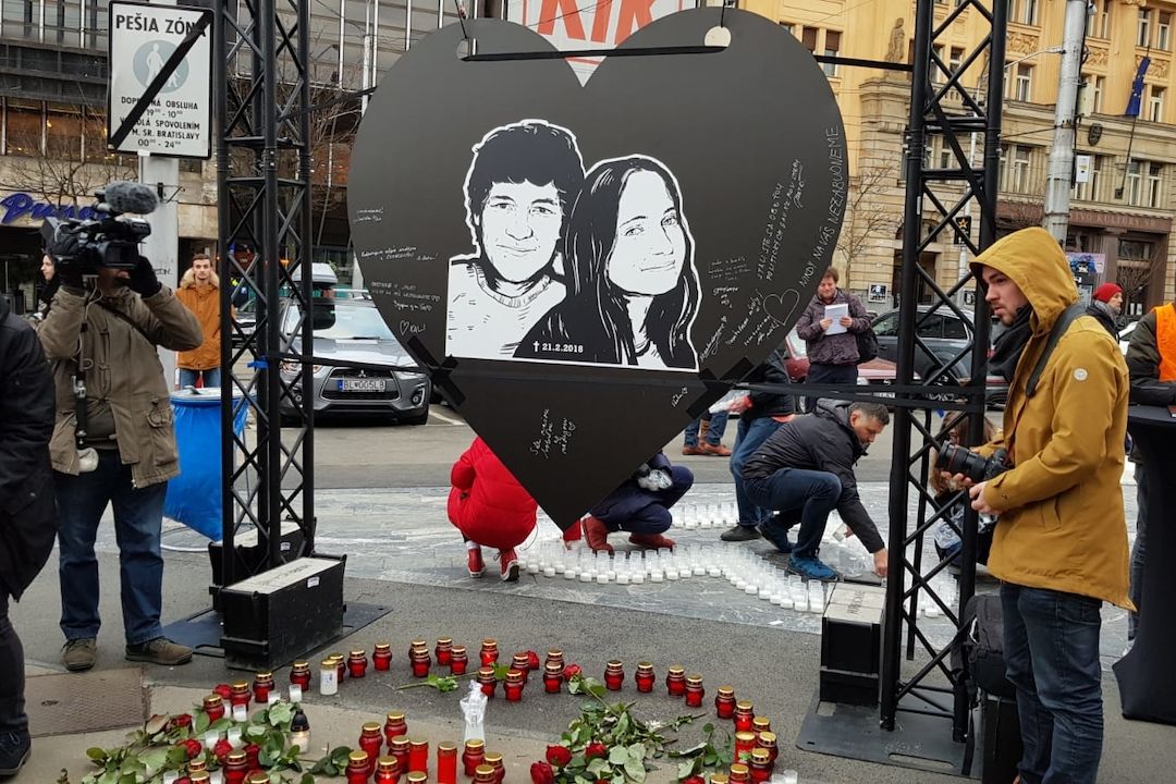 Pieta připomínající dva roky od vraždy Jána Kuciaka a jeho snoubenky Martiny Kušnírové