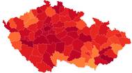 Mapa nových případů dál tmavne: Nejhorší situace je v Praze a okolí a na Liberecku