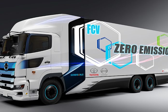 Ilustrace vodíkového nákladního vozu značky Hino