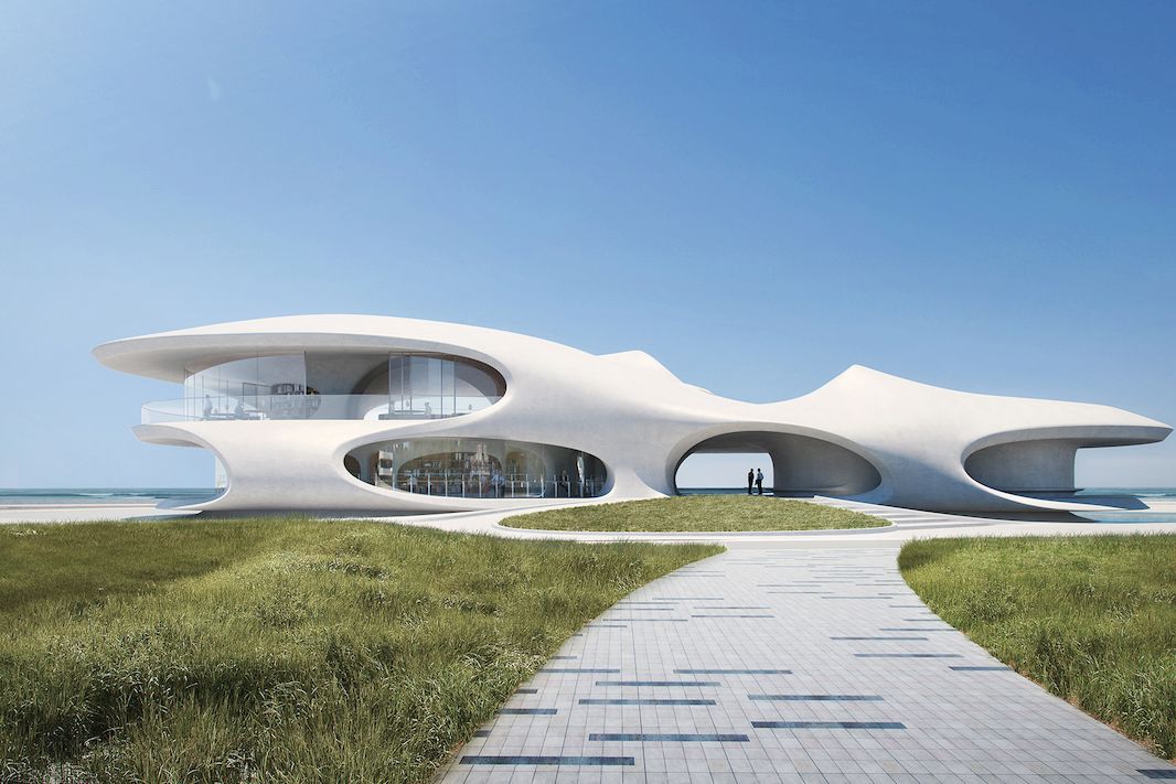 Na mořském pobřeží v jihočínském městě Chaj-kchou vyroste nová knihovna přírodního tvaru.