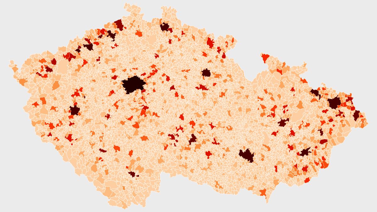 MAPA: Šíření koronaviru v jednotlivých obcích