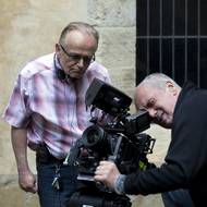 Natáčení dvoudílného filmu České televize Jan Hus bylo zahájeno 14. června 2014 v Praze. Na snímku režisér Jiří Svoboda (vlevo) a kameraman Vladimír Smutný