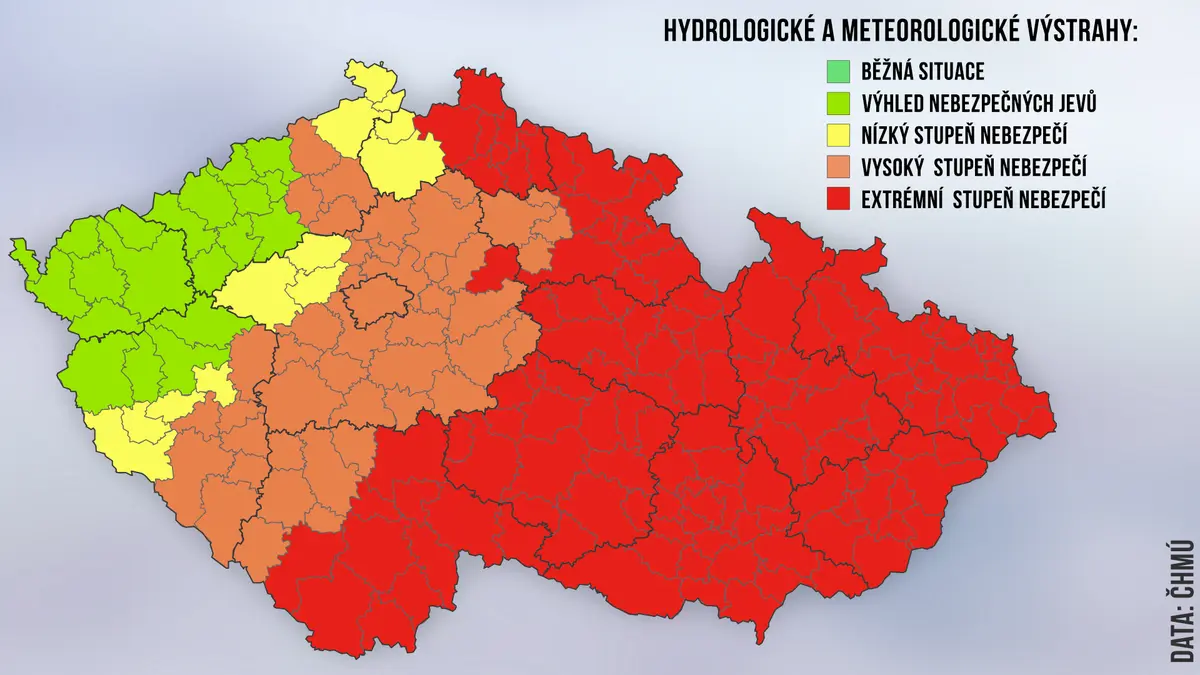 Aktuálně platná výstraha před bouřkami a povodněmi