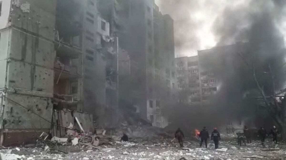 Domy v Černihivu zničené ostřelováním