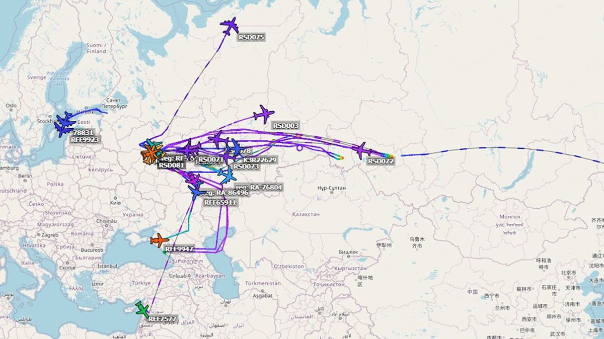 Podivné manévry z Moskvy a zpět. Radary zachytily přes 20 ruských vládních letadel