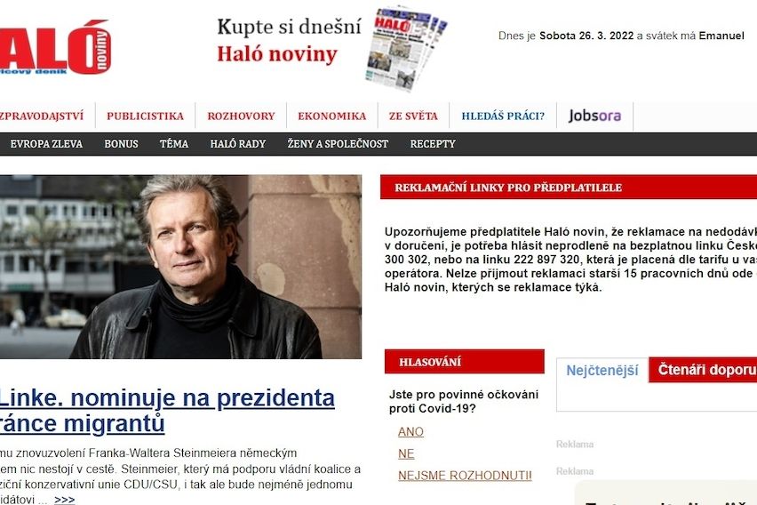 Webové stránky Haló novin