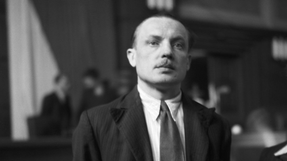 Karel Čurda během soudního procesu v roce 1947