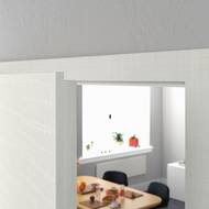 Takto vypadá polodrážka. Součástí obložkové zárubně je třístranné těsnění k zajištění požadovaného zvukového útlumu. 