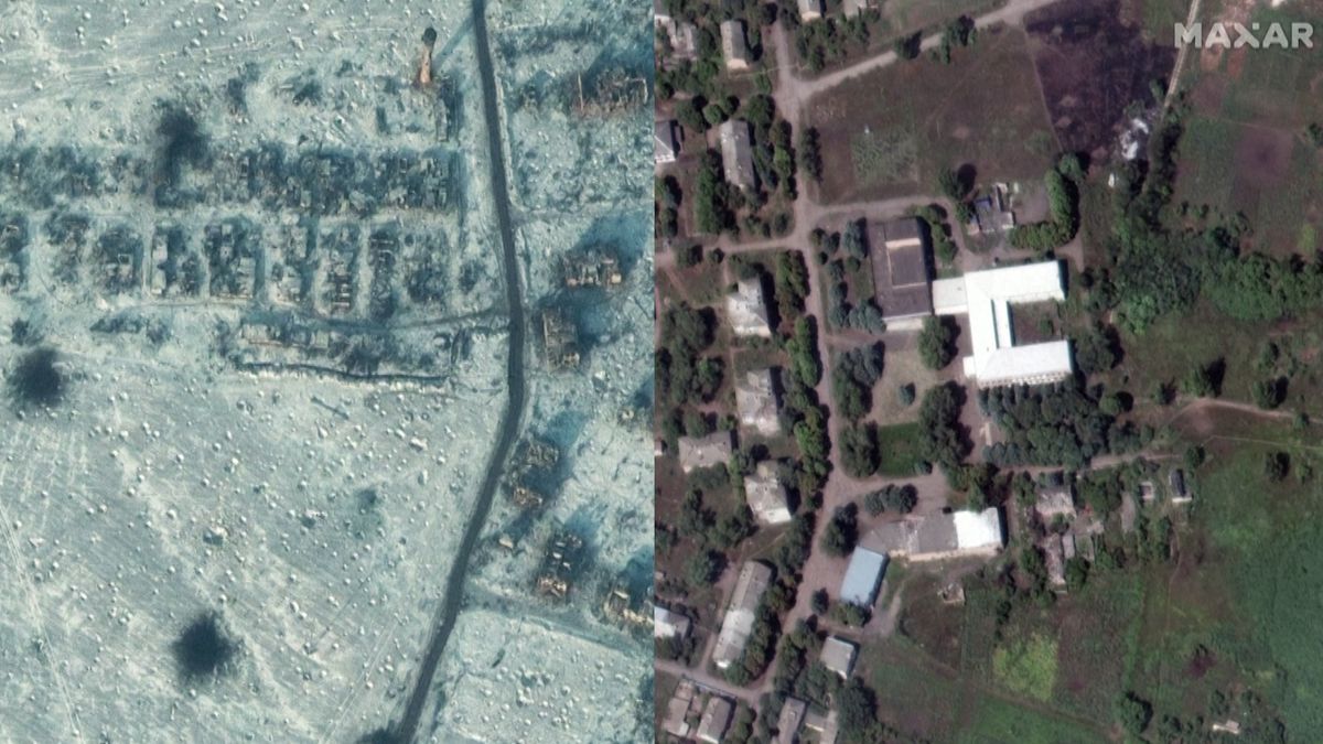 Satelitní snímky ukazují zkázu v Soledaru a Bachmutu
