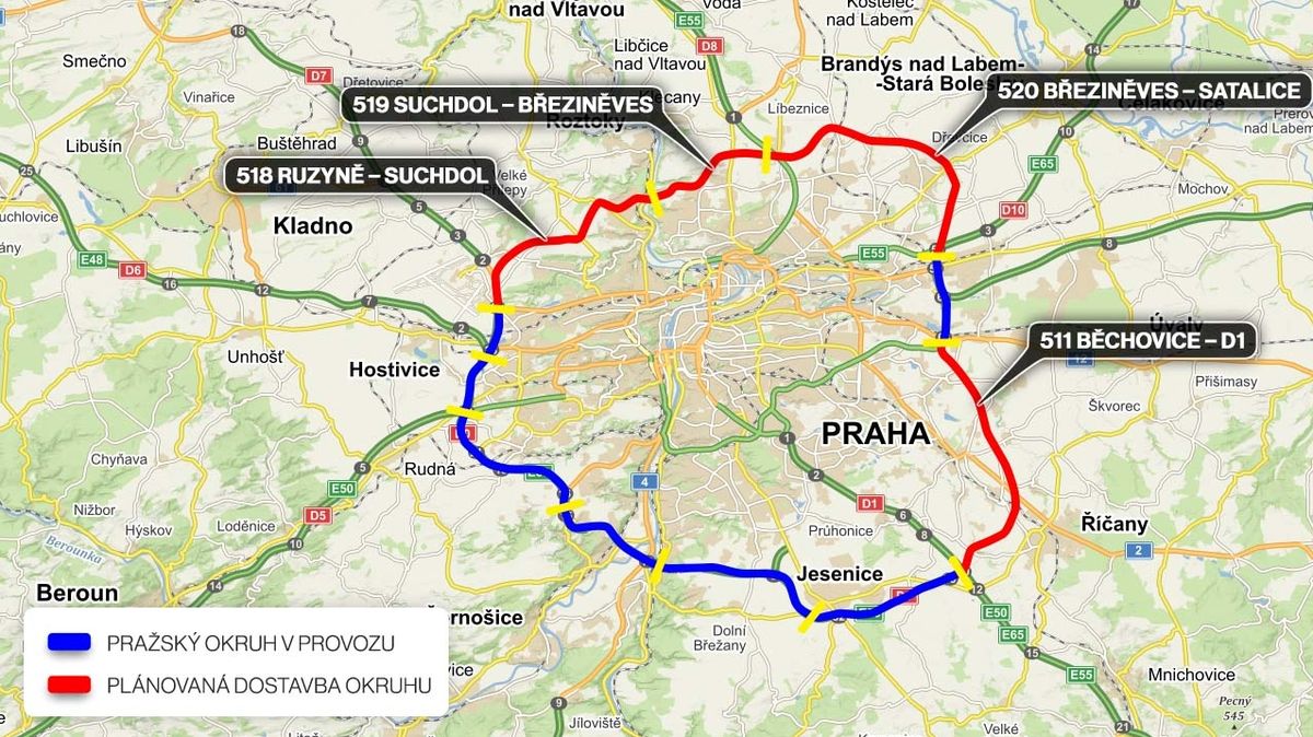 Úsek Pražského okruhu u Běchovic získal pravomocné územní rozhodnutí