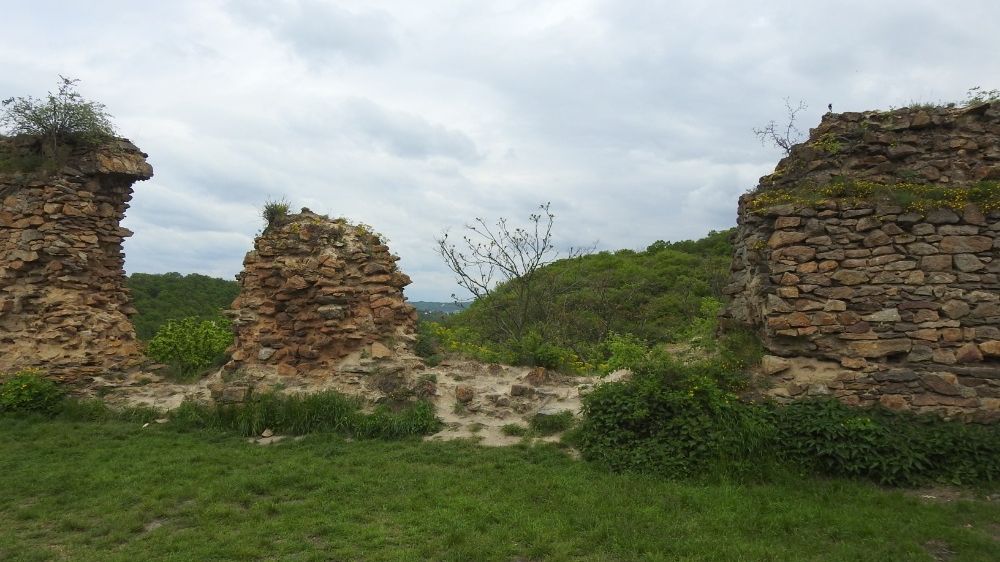 Švestkovou drážní soupravou pod ruiny oparenského hradu