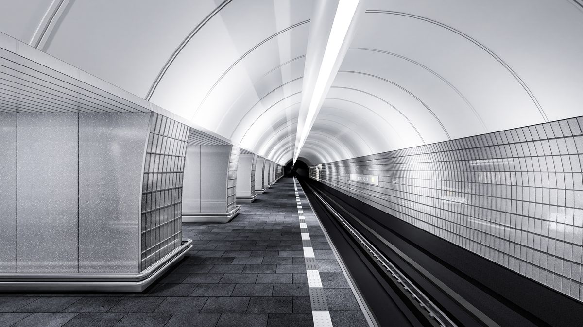 Stanici metra Českomoravská ozdobí bublinky vzduchu lapené do skleněných panelů