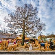 Betlém se každoročně staví na plácku pod lípou v Jezerské ulici v městysu Pozořice.