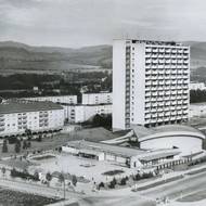 Původní podoba Kina Kosmos po dostavbě v 60. letech minulého století 