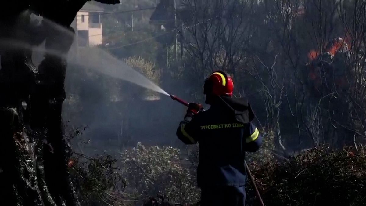 Hoří les na okraji Atén, plameny rozdmýchává vítr