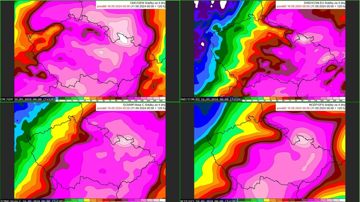 Výhled počasí připomíná roky 1997 a 2002, někde může napršet až 450 mm srážek