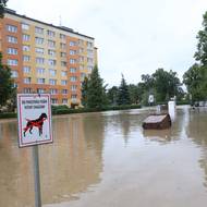 Zaplavené sídliště v Opavě-Kateřinkách