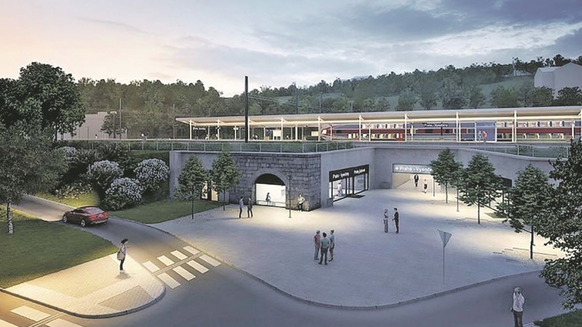 Budoucí podoba stanice a nejbližšího okolí, s modernizací se počítá v letech 2022–23.