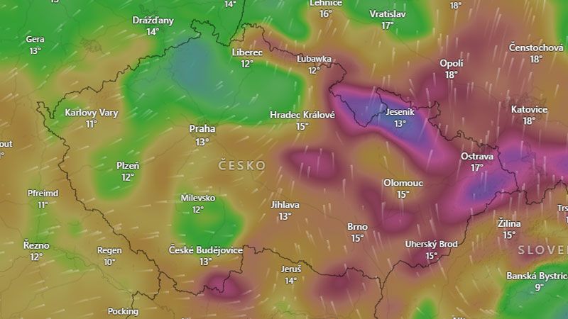 Česko zasáhne v noci silný vítr, varovali meteorologové