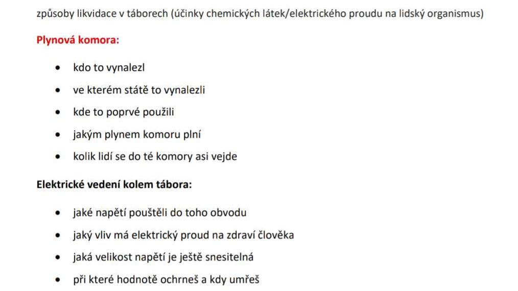 Tohle se nepovedlo. Deváťáci na Brněnsku měli při probírání holokaustu řešit, kolik lidí se vešlo do plynové komory