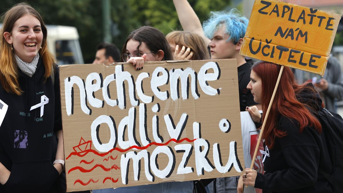 Komenský by bojoval. Akademici v centru Prahy protestovali proti chabým mzdám