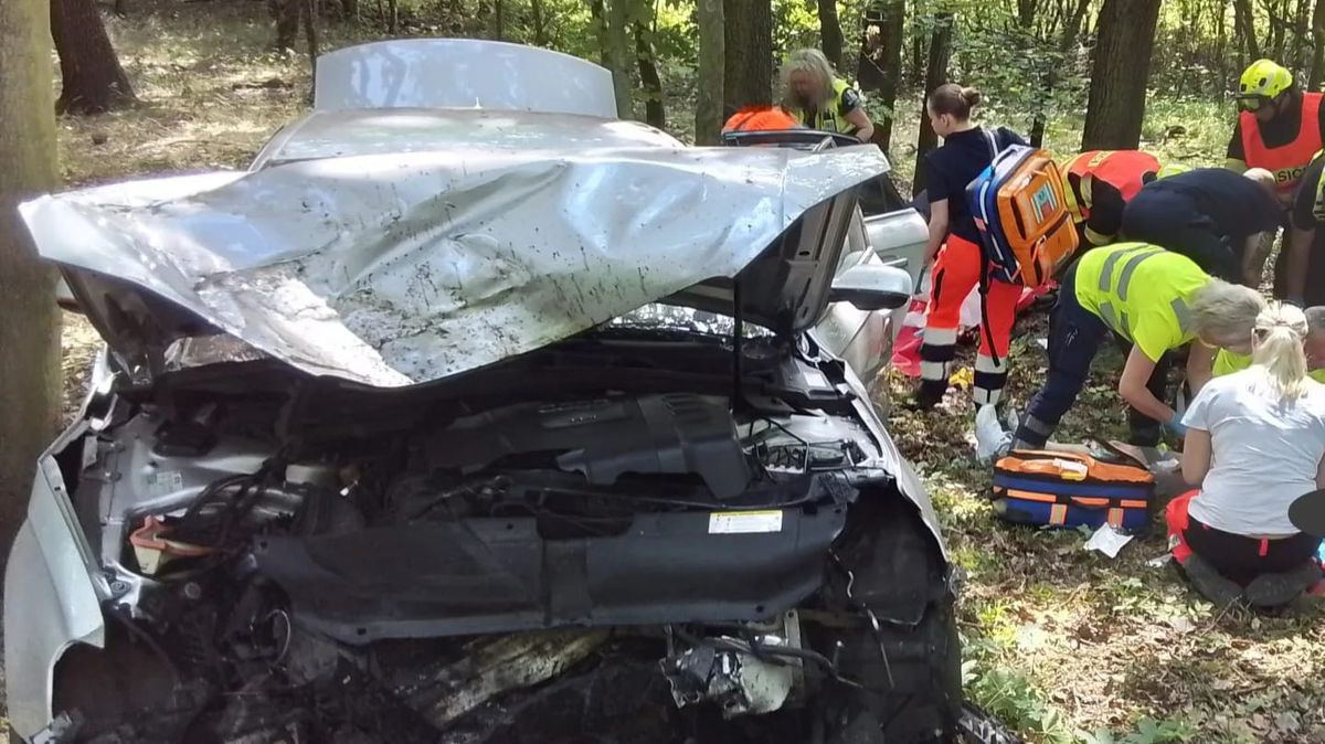 Auto na Teplicku narazilo do stromu, tři lidé jsou zraněni