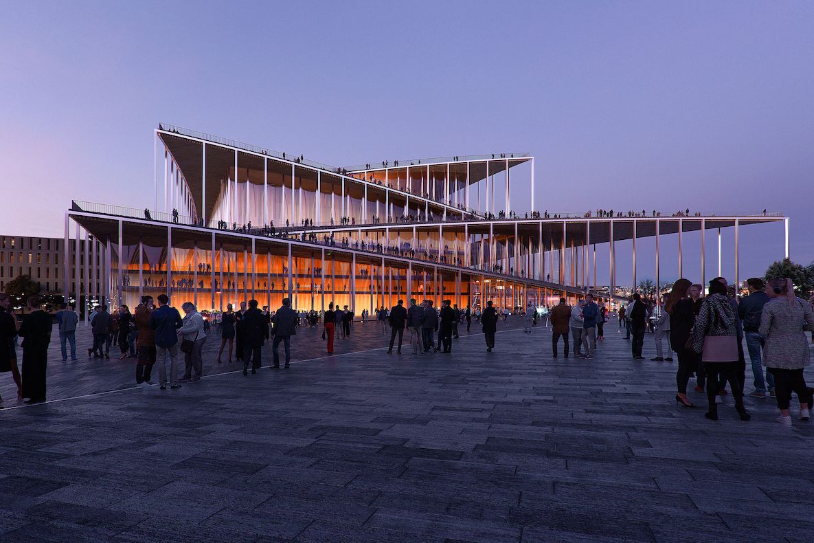 Vizualizace podoby budovy Vltavské filharmonie