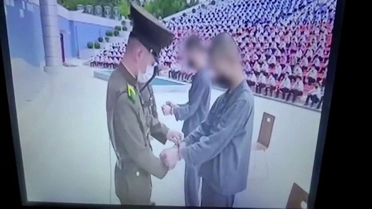 Rare footage of a young man sentenced to 12 years of hard labor has been leaked from North Korea
