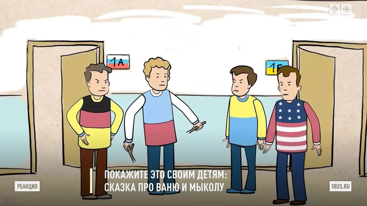 Kterak se Váňa s Koljou rozkmotřili. Moskva krmí děti propagandou v kresleném filmu