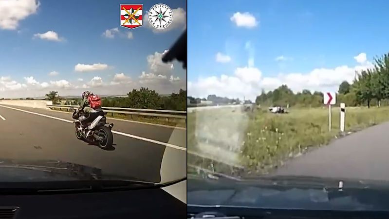 Motorkář ujížděl po D1 přes 200 km/h. Pak nevybral sjezd