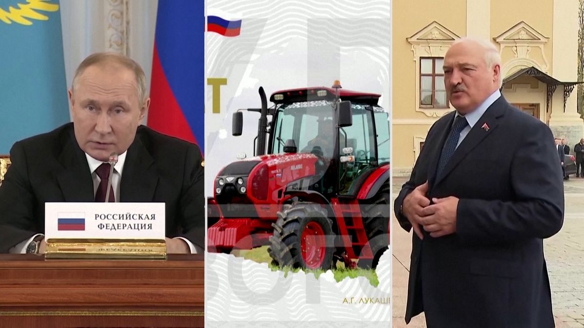 Putin dostal od Lukašenka k narozeninám traktor