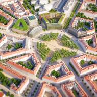 Pohled z ptačí perspektivy, tým: Benthem Crouwel International (Nizozemsko) + Opočenský Valouch Architekti (ČR)