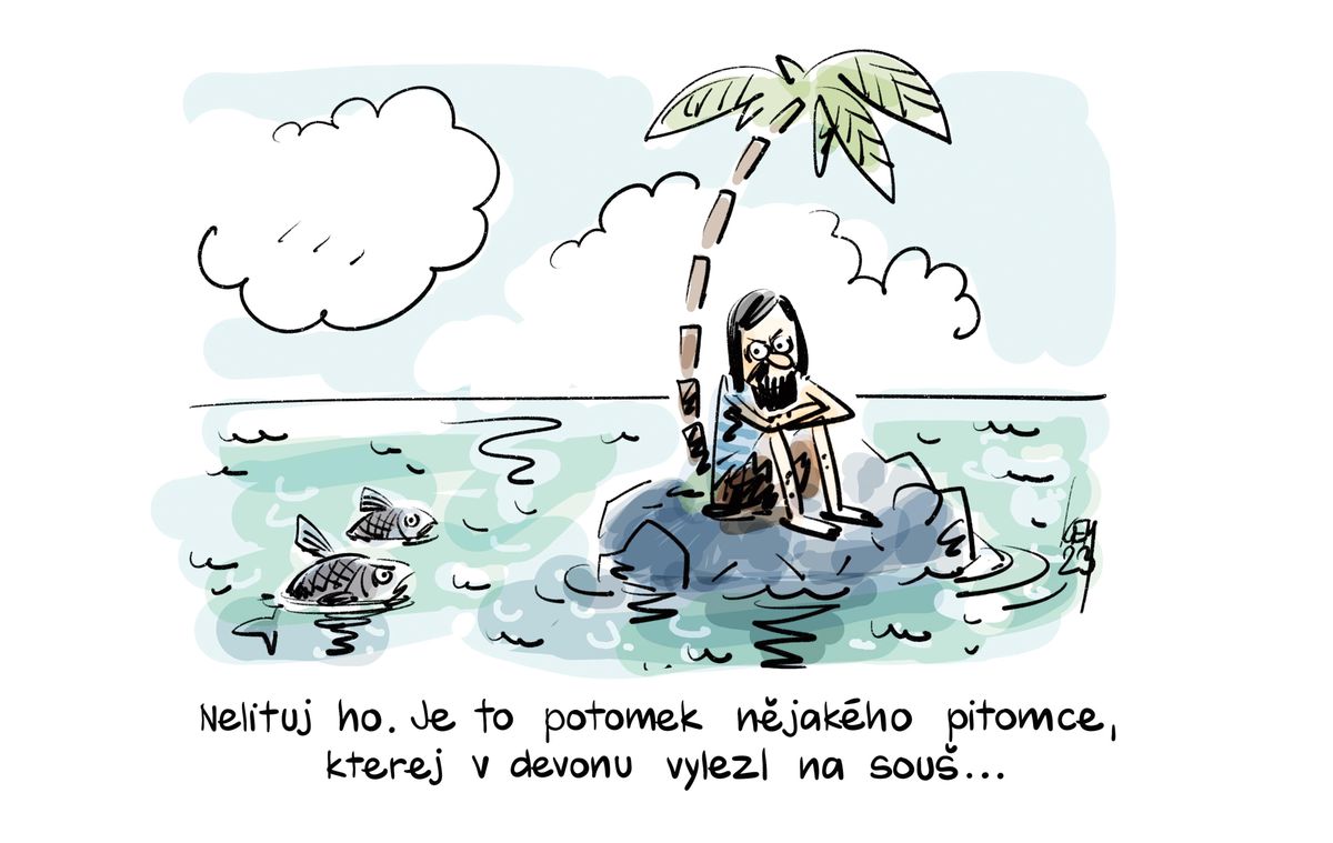Nelituj ho. Je to potomek nějakého pitomce, kterej v devonu vylezl na souš...