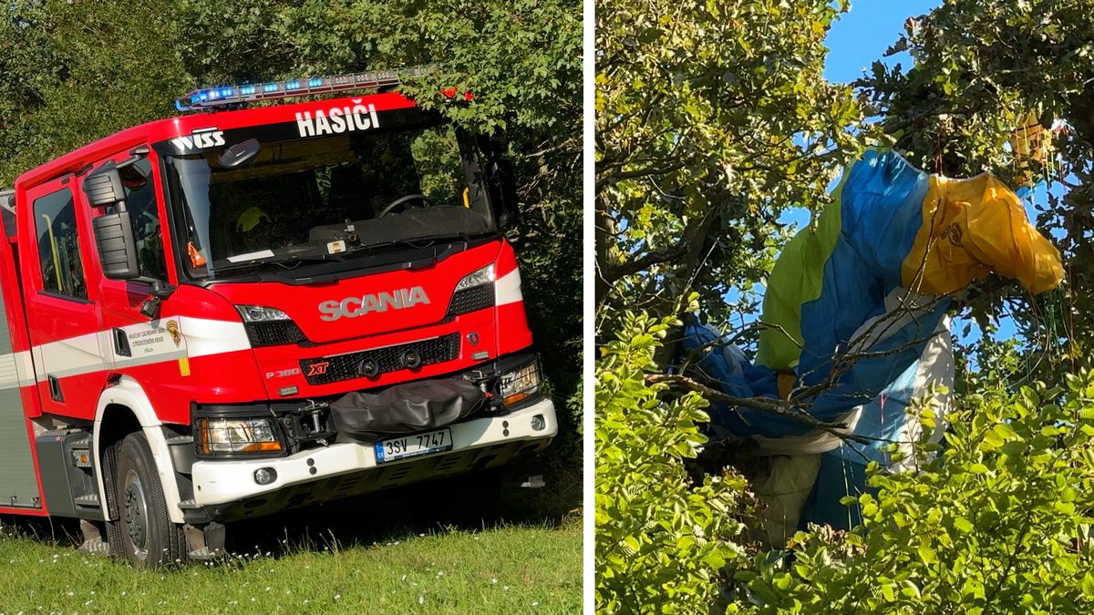 Paraglidista na Berounsku přistál na stromě