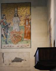 Malba je z 50. let, pod ní zachovalý pozůstatek z dob Jana Husa.